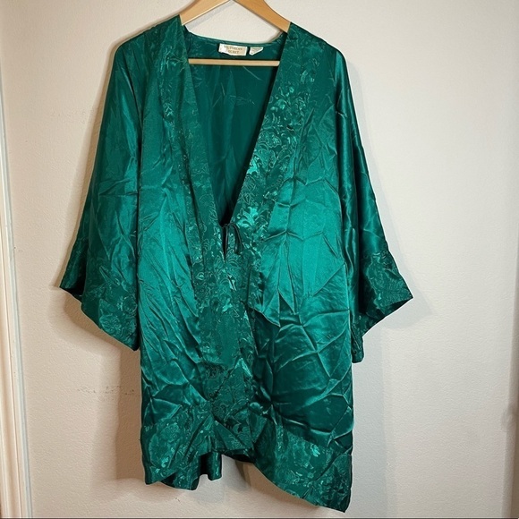 Vintage Gold Label Victoria’s Secret Emerald Green Dressing Gown Robe **NO BELT* - Picture 1 of 6